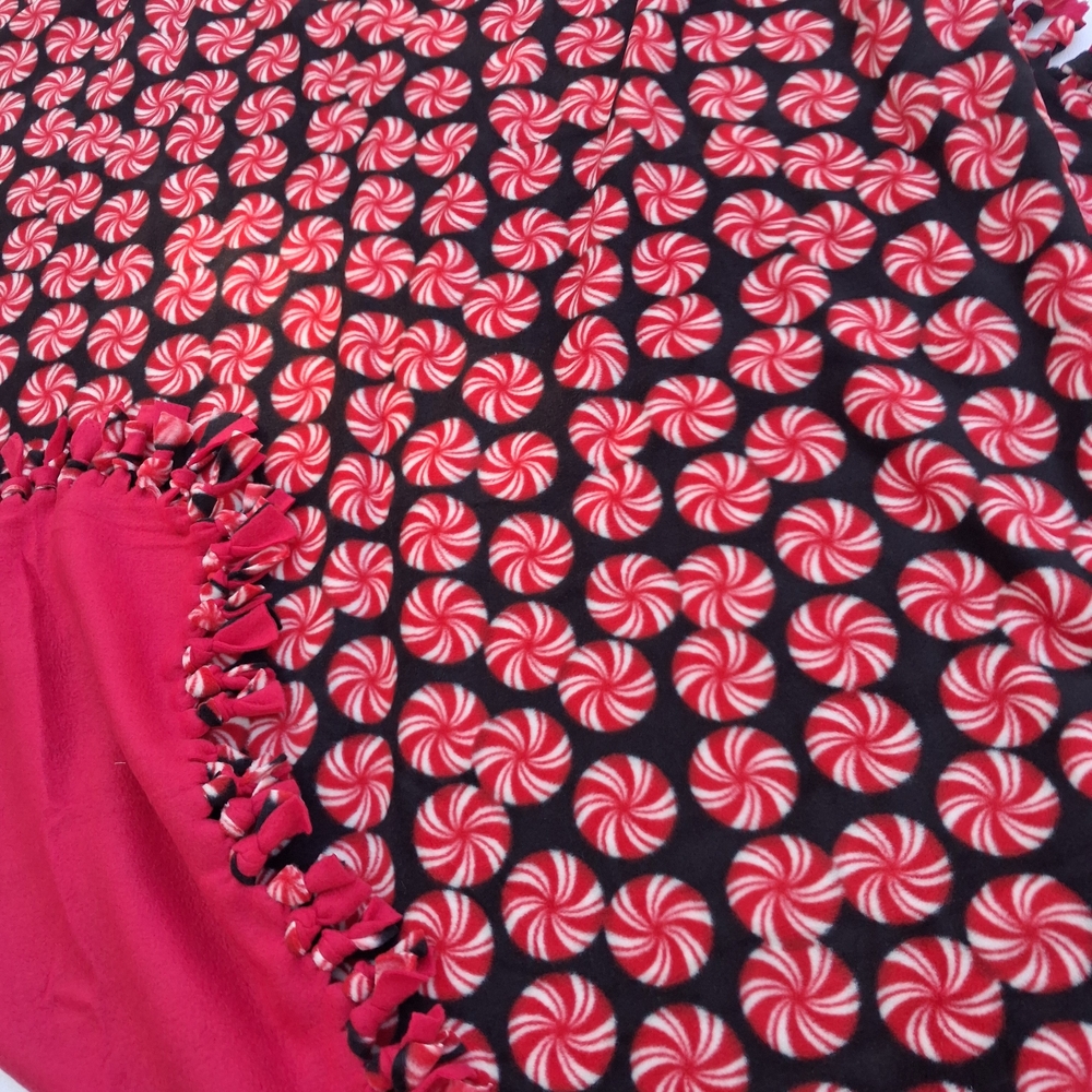 Peppermint Swirl Fleece Throw Blanket